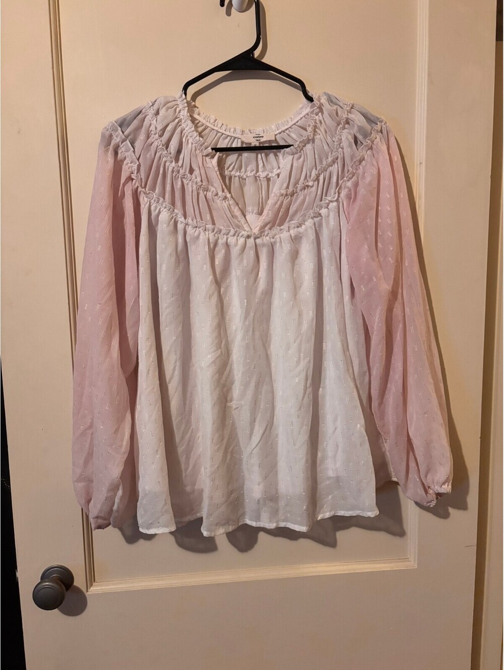 Entro Light pink peasant blouse Small